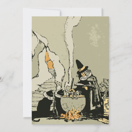 ヴィンテージハロウィーン、魔女とキャッツ 招待状 (正面)