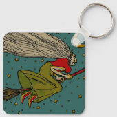 ヴィンテージハロウィーン、魔女飛んでいるオンブロムスティック キーホルダー (裏面)