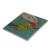 ヴィンテージハロウィーン、魔女飛んでいるオンブロムスティック タイル (側面)