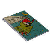 ヴィンテージハロウィーン、魔女飛んでいるオンブロムスティック ノートブック (右側)