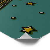 ヴィンテージハロウィーン、魔女飛んでいるオンブロムスティック ポスター (角)