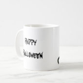 ヴィンテージハロウィーン、黒猫と少女の魔女 コーヒーマグカップ (正面左)