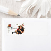 ヴィンテージハロウィーン、黒猫と少女の魔女 ラベル (インサイチュ)