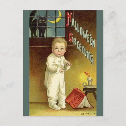 ヴィンテージハロウィーンbyエレン・クラッサドル幽霊物語 ポストカード (正面)