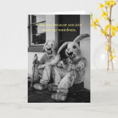 ヴィンテージハロウィ風変わりン – 不気味うさぎ カード (黄色い花)