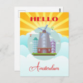 ヴィンテージハローアムステルダムホランドトラベル ポストカード (正面/裏面)