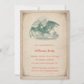 ヴィンテージハローウィンパーティこうもり血液（ばちゃばちゃ）跳ねるシンプル 招待状 (正面)