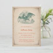 ヴィンテージハローウィンパーティこうもり血液（ばちゃばちゃ）跳ねるシンプル 招待状 (スタンド正面)