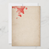 ヴィンテージハローウィンパーティこうもり血液（ばちゃばちゃ）跳ねるシンプル 招待状 (裏面)