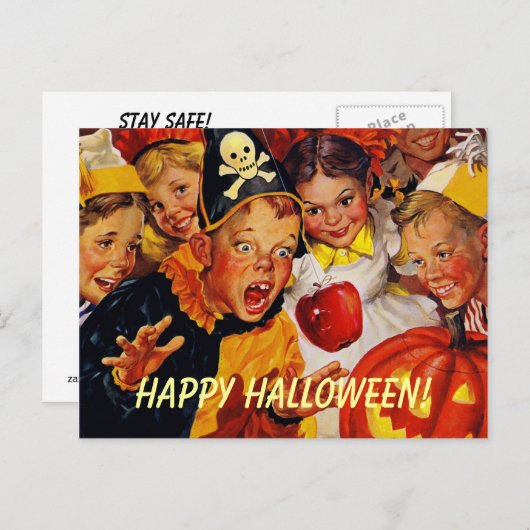 ヴィンテージハローウィンパーティはがき ポストカード (正面/裏面)