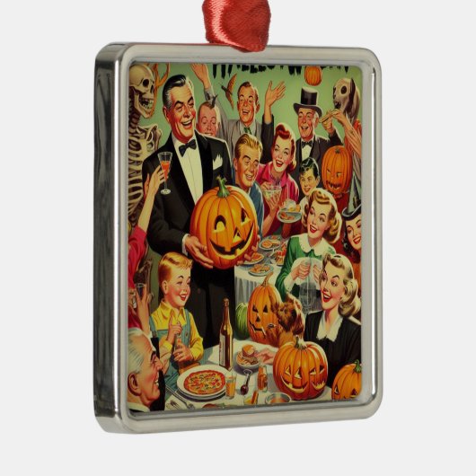 ヴィンテージハローウィンパーティイラストレーション メタルオーナメント (右)