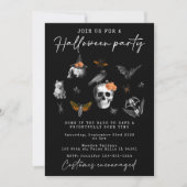 ヴィンテージハローウィンパーティスカル黒招待 招待状 (正面)