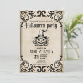 ヴィンテージハローウィンパーティ大人かぼちゃ 招待状 (スタンド正面)