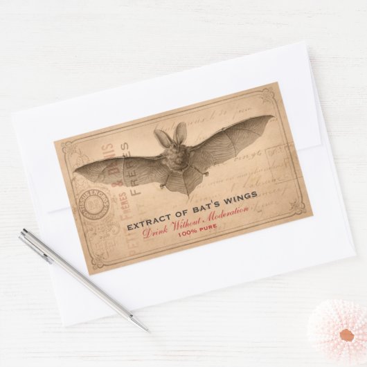 ヴィンテージハローウィンパーティ怖いこうもりウイングカスタム 長方形シール (封筒)