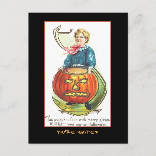 ヴィンテージハローウィンパーティ招待状と血文字 インビテーションポストカード (正面)