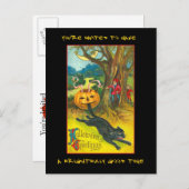 ヴィンテージハローウィンパーティ招待状と血文字 インビテーションポストカード (正面/裏面)