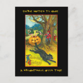 ヴィンテージハローウィンパーティ招待状と血文字 インビテーションポストカード (正面)