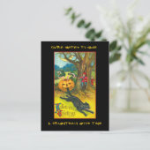 ヴィンテージハローウィンパーティ招待状と血文字 インビテーションポストカード (スタンド正面)