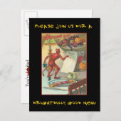 ヴィンテージハローウィンパーティ招待状と血文字 インビテーションポストカード (正面/裏面)