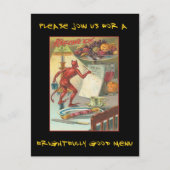 ヴィンテージハローウィンパーティ招待状と血文字 インビテーションポストカード (正面)