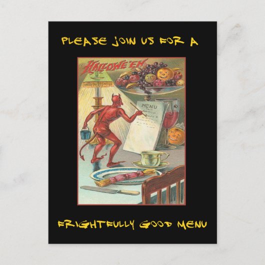 ヴィンテージハローウィンパーティ招待状と血文字 インビテーションポストカード (正面)