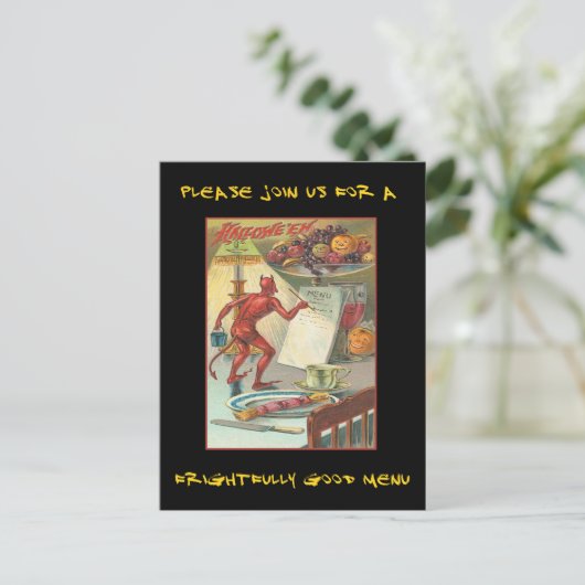 ヴィンテージハローウィンパーティ招待状と血文字 インビテーションポストカード (スタンド正面)