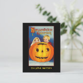 ヴィンテージハローウィンパーティ招待状と血文字 インビテーションポストカード (スタンド正面)