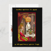 ヴィンテージハローウィンパーティ招待状と血文字 インビテーションポストカード (正面/裏面)