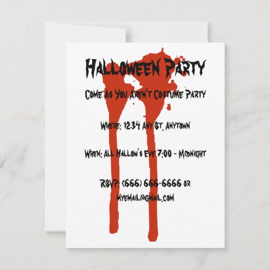 ヴィンテージハローウィンパーティ招待状と血文字 招待状 (裏面)