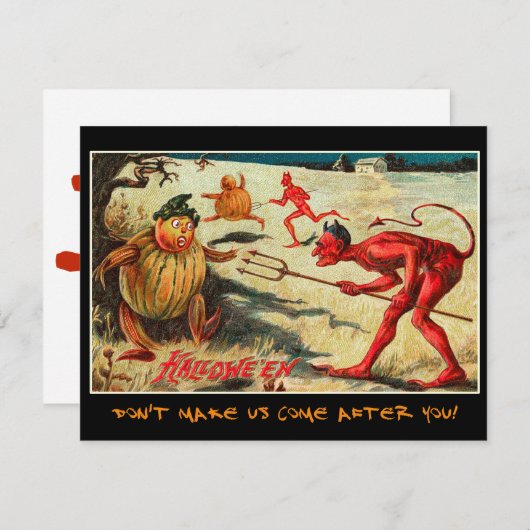 ヴィンテージハローウィンパーティ招待状と血文字 招待状 (正面/裏面)