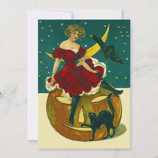 ヴィンテージハローウィンパーティ招待状マスクJOL Gal 招待状 (正面)