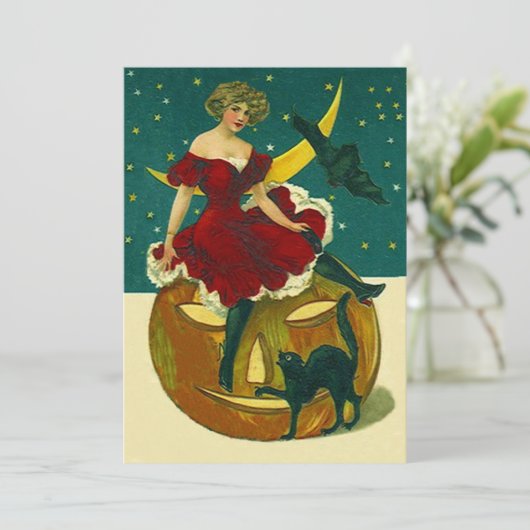 ヴィンテージハローウィンパーティ招待状マスクJOL Gal 招待状 (スタンド正面)