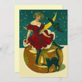 ヴィンテージハローウィンパーティ招待状マスクJOL Gal 招待状 (正面/裏面)