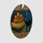 ヴィンテージハローウィンパーティ黒猫 オーナメント (正面)