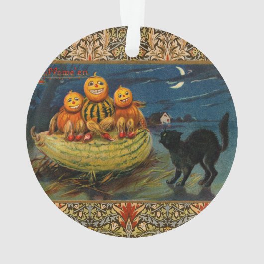 ヴィンテージハローウィンパーティ黒猫 オーナメント (裏面)