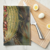 ヴィンテージハローウィンパーティ黒猫 キッチンタオル (四つ折り)