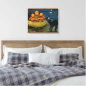 ヴィンテージハローウィンパーティ黒猫 キャンバスプリント (インサイチュ (寝室))