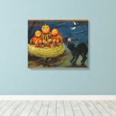 ヴィンテージハローウィンパーティ黒猫 キャンバスプリント (インサイチュ (ウッドフロア))