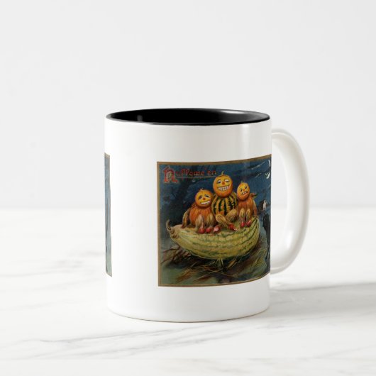 ヴィンテージハローウィンパーティ黒猫 ツートーンマグカップ (正面右)