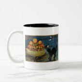 ヴィンテージハローウィンパーティ黒猫 ツートーンマグカップ (左)