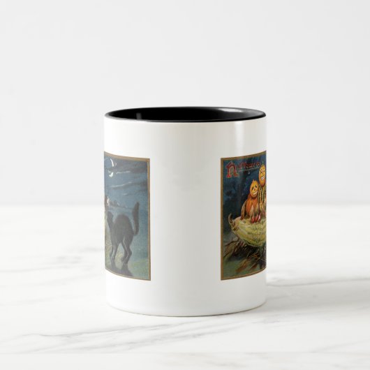 ヴィンテージハローウィンパーティ黒猫 ツートーンマグカップ (中央)