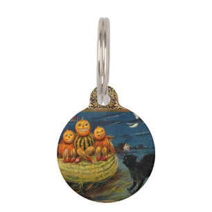 ヴィンテージハローウィンパーティ黒猫 ペット ネームタグ