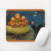 ヴィンテージハローウィンパーティ黒猫 マウスパッド (マウス)