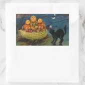 ヴィンテージハローウィンパーティ黒猫 長方形シール (バッグ)