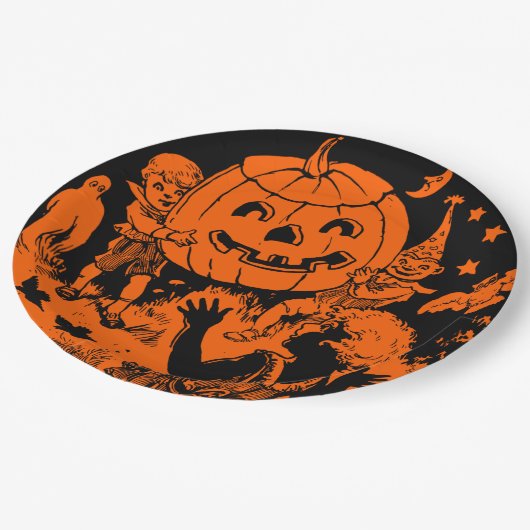 ヴィンテージハローウィンパーティ ペーパープレート (アングル)