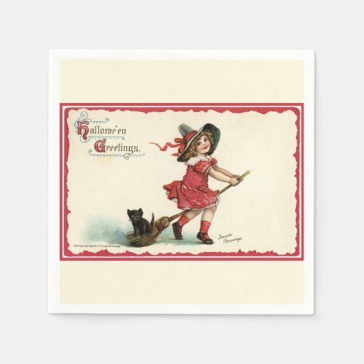 ヴィンテージハローウィーンウィッチ スタンダードカクテルナプキン (正面)