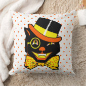 ヴィンテージハローウィーンキャットinトップハット クッション (ブランケット)