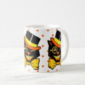 ヴィンテージハローウィーンキャットinトップハット コーヒーマグカップ (正面右)