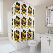 ヴィンテージハローウィーンキャットinトップハット シャワーカーテン (インサイチュ)