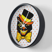 ヴィンテージハローウィーンキャットinトップハット 壁時計 (傾斜)